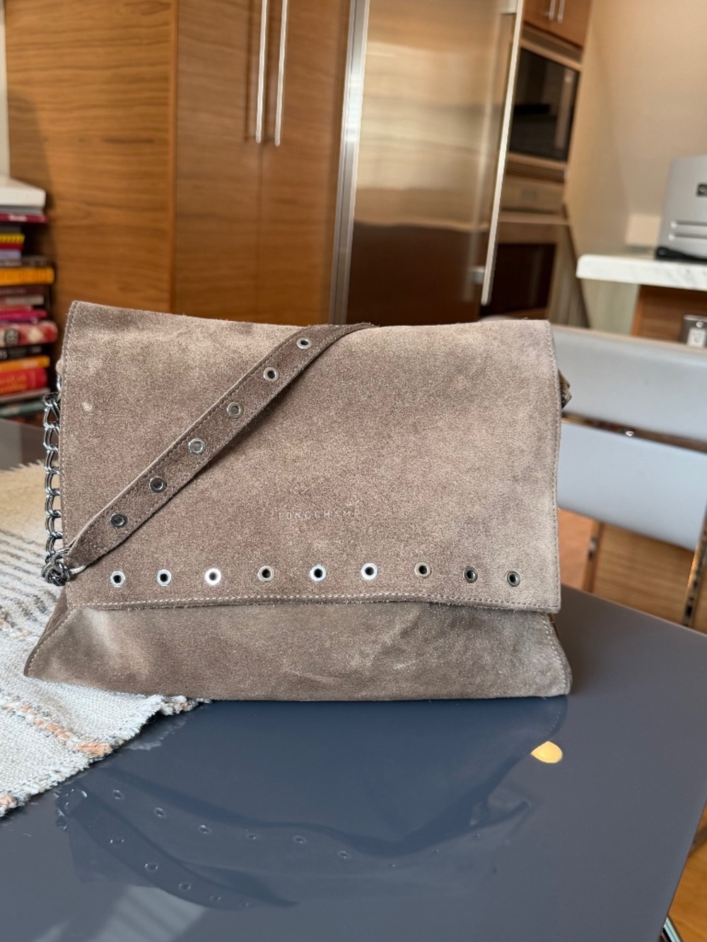 Longchamp Paris Rocks Suede Shoulder Bag